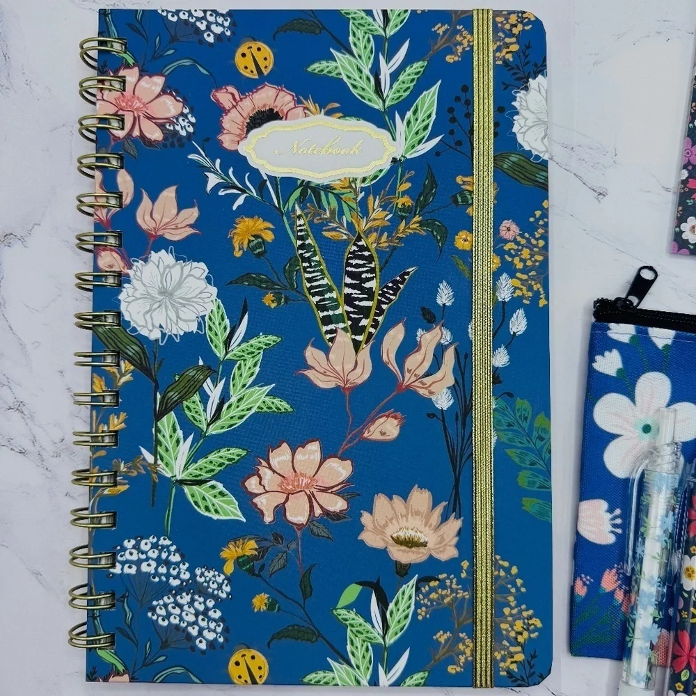 The Notebook Hardcover Floral Stationary Set Blue Floral Theme